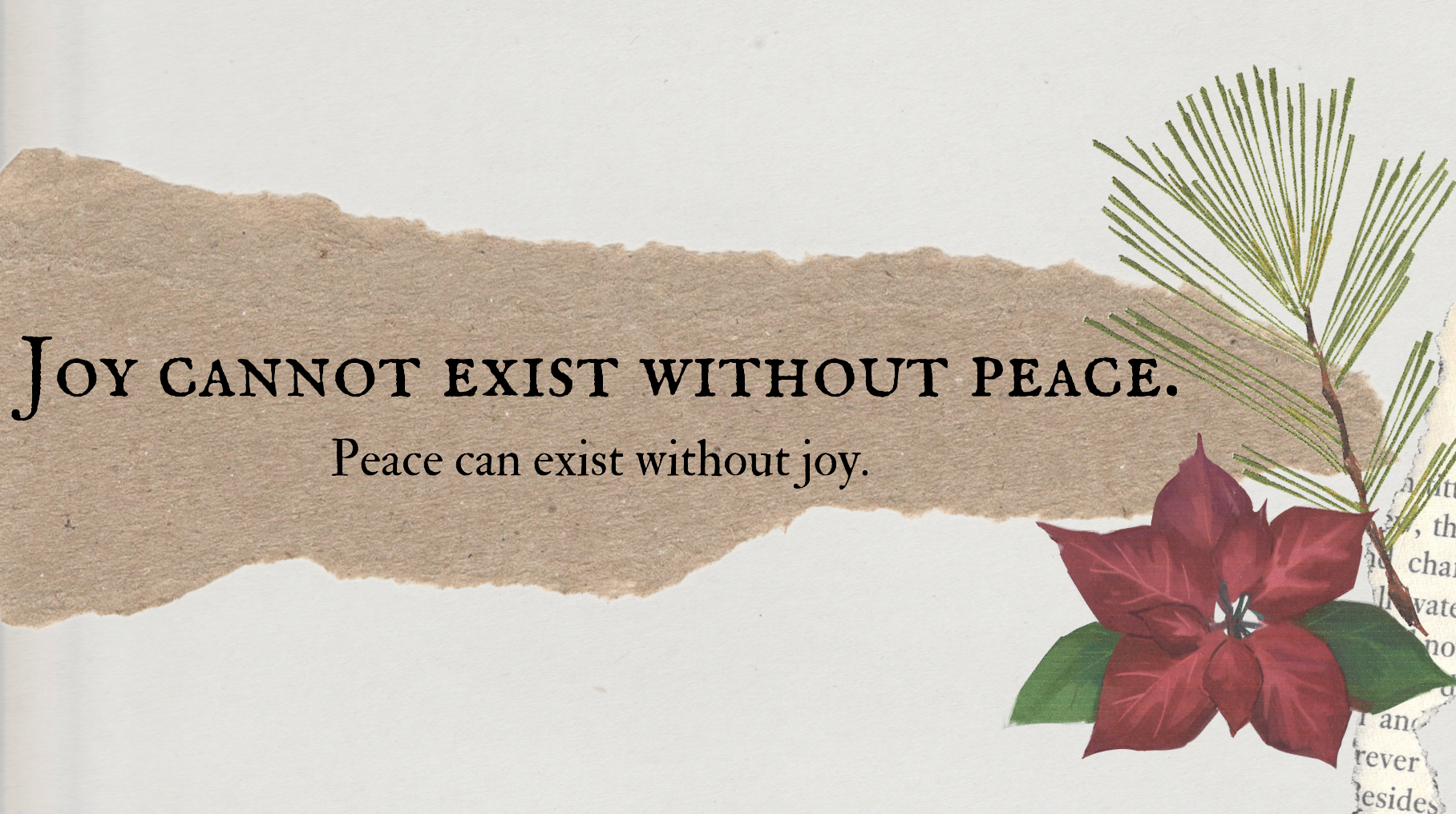 Joy cannot exist without peace.